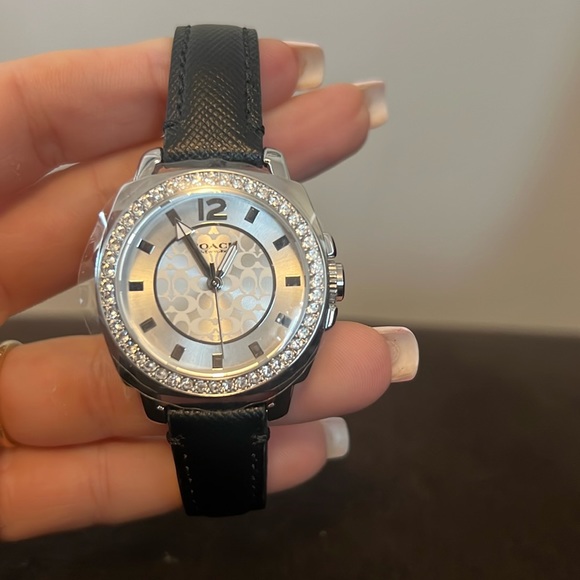 Coach Silver/Black Leather Watch - Picture 3 of 3